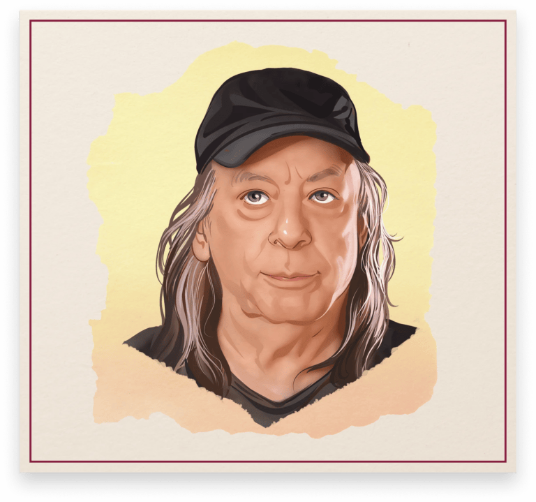 Illustrated portrait of Daryl Ziegler, beer tray collector, featured in the Cone Top + NABA Collector Series