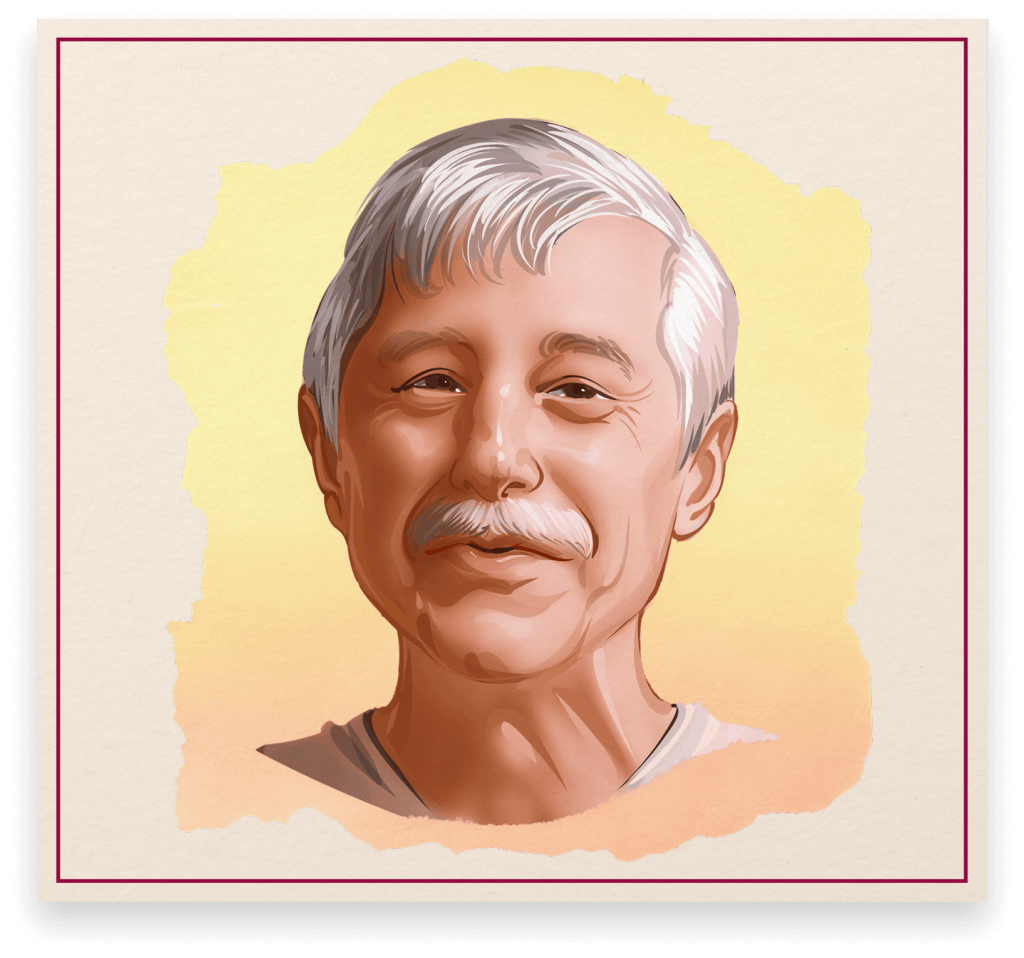 Illustrated portrait of John Friedmann, breweriana collector, featured in the Cone Top + NABA Collector Series