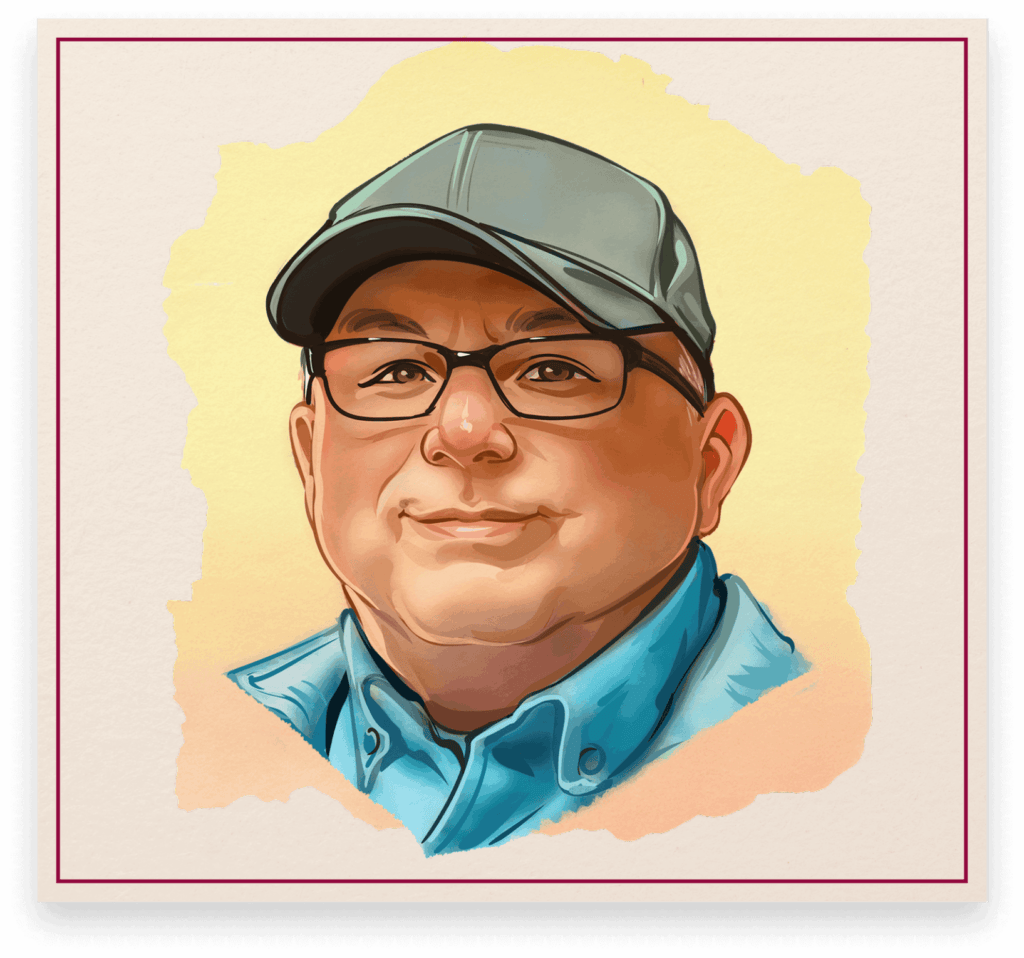 Illustrated portrait of Paul Cervenka, breweriana collector, featured in the Cone Top + NABA Collector Series