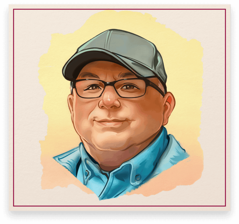 Illustrated portrait of Paul Cervenka, breweriana collector, featured in the Cone Top + NABA Collector Series