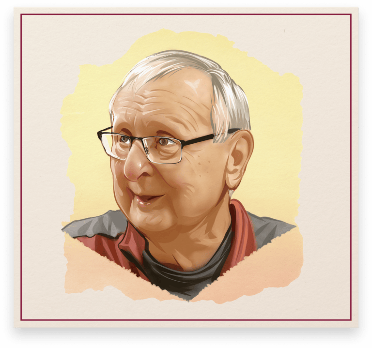 Illustrated portrait of Rich Yahr, Pre-Prohibition and Wisconsin breweriana collector, featured in the Cone Top + NABA Collector Series